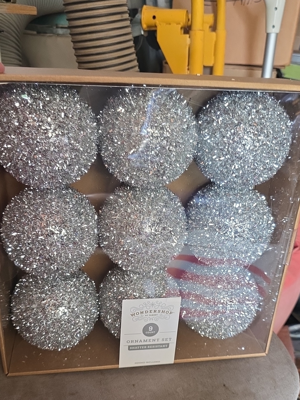 Wondershop Silver Glitter Holiday Ornament Set - 9 Pack